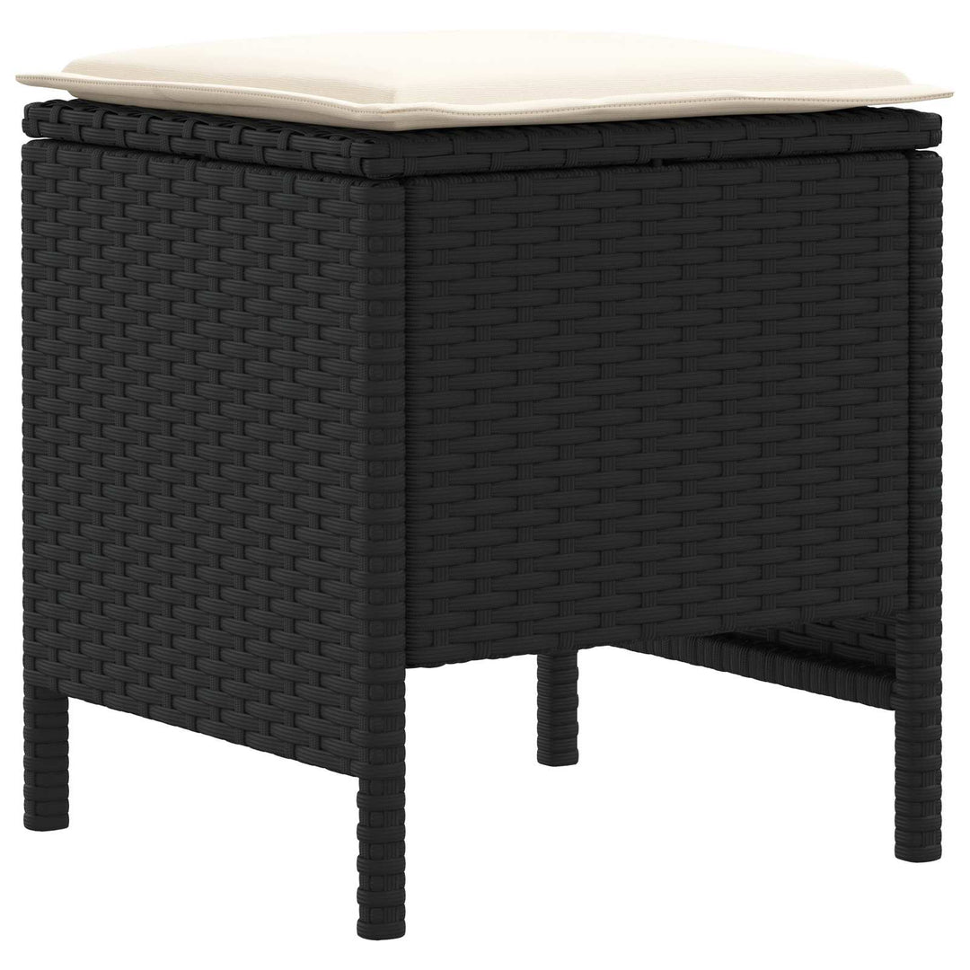 2 stk. Havepuf PE Rattan Sort og Cream