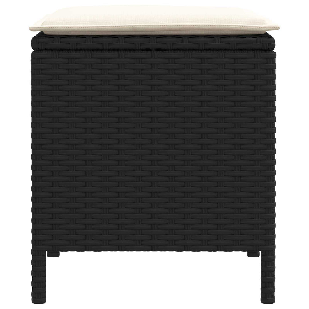 2 stk. Havepuf PE Rattan Sort og Cream