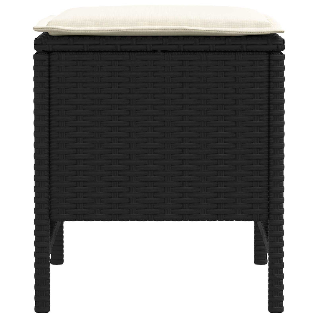 2 stk. Havepuf PE Rattan Sort og Cream