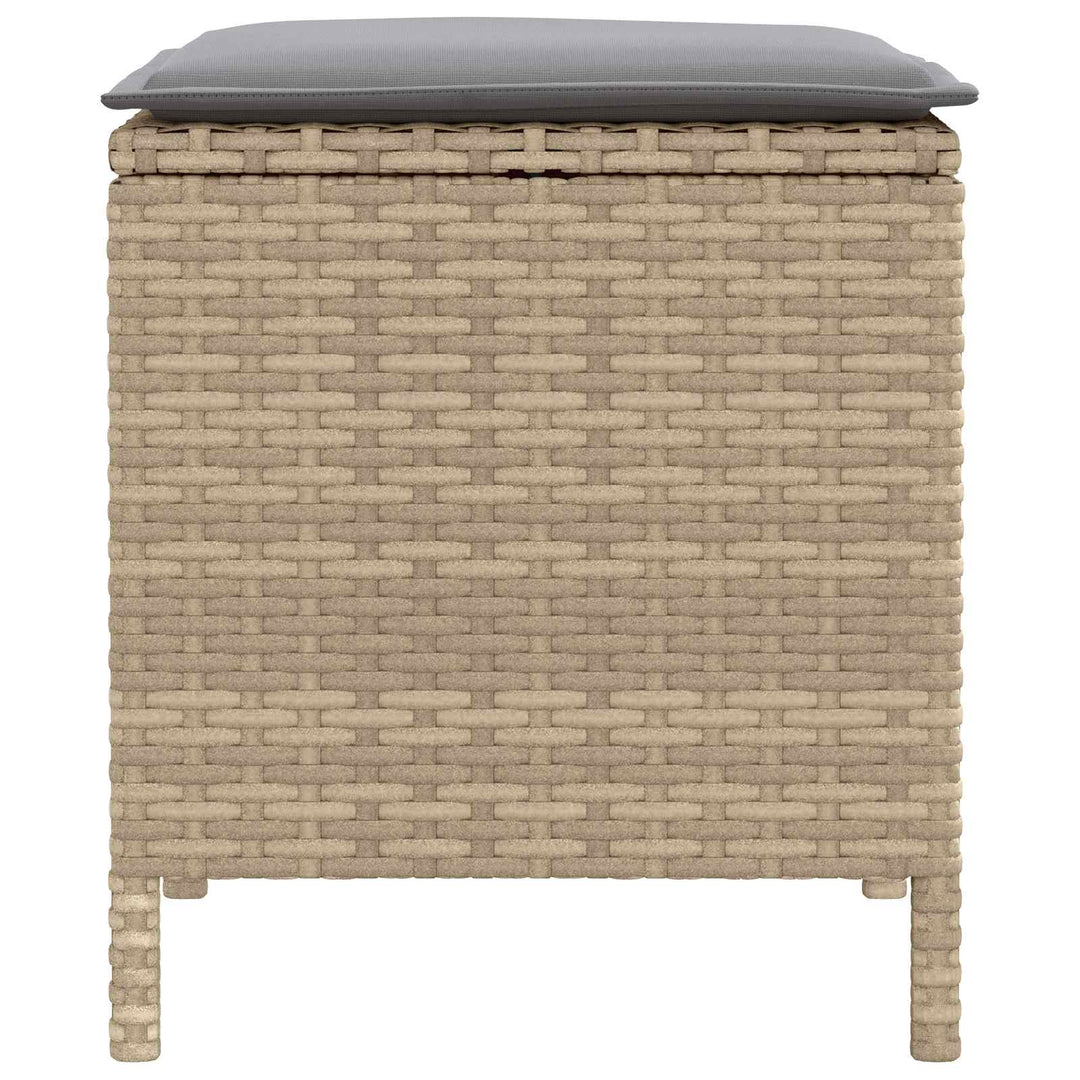 2 stk. Havepuf PE Rattan Beige og lys grå