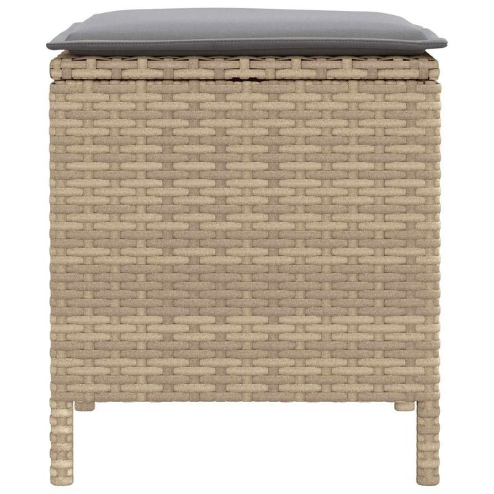 2 stk. Havepuf PE Rattan Beige og lys grå