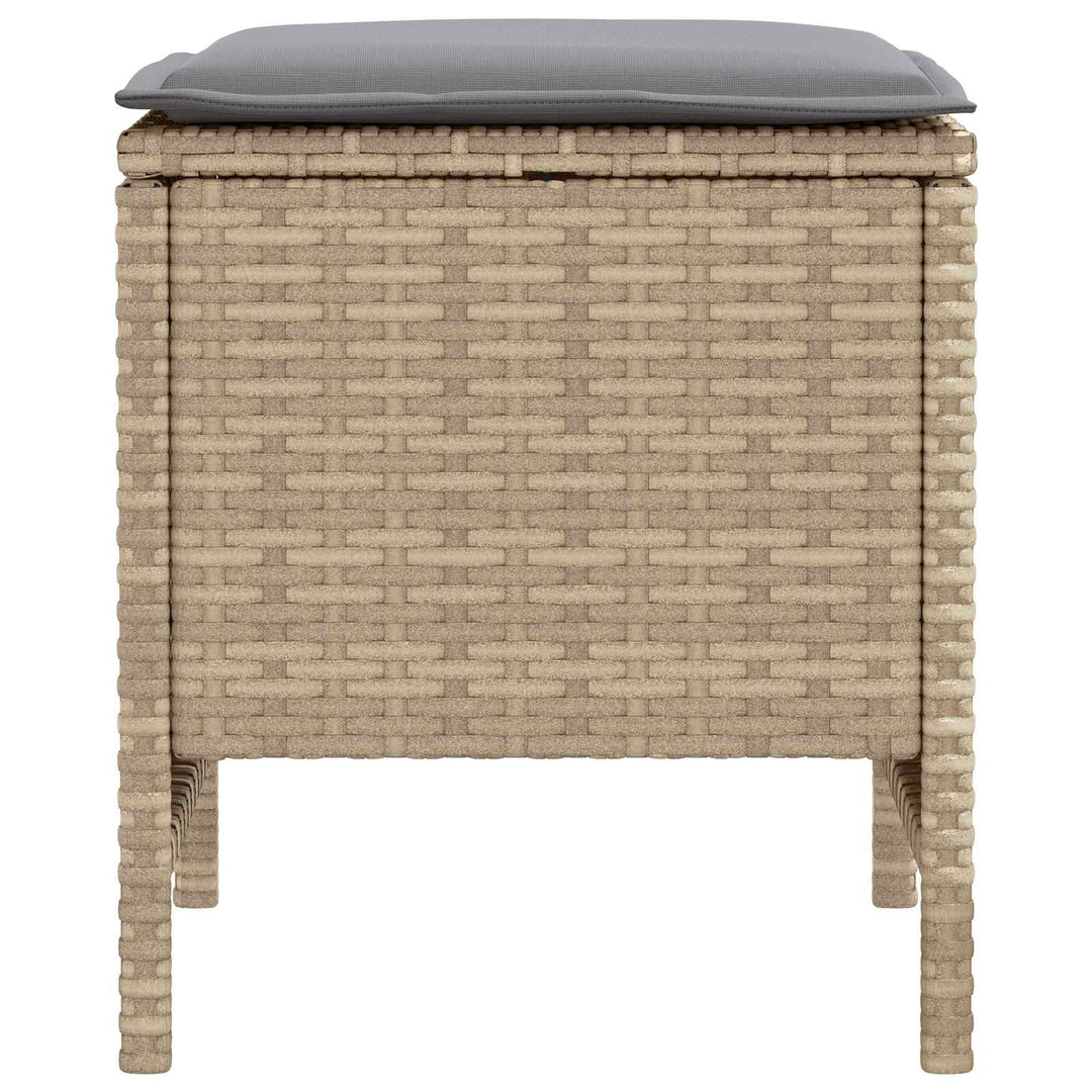 2 stk. Havepuf PE Rattan Beige og lys grå