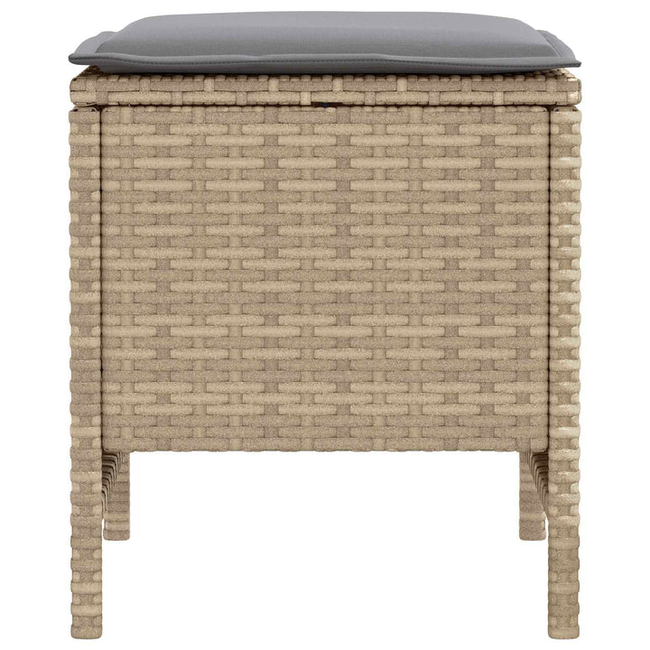 2 stk. Havepuf PE Rattan Beige og lys grå