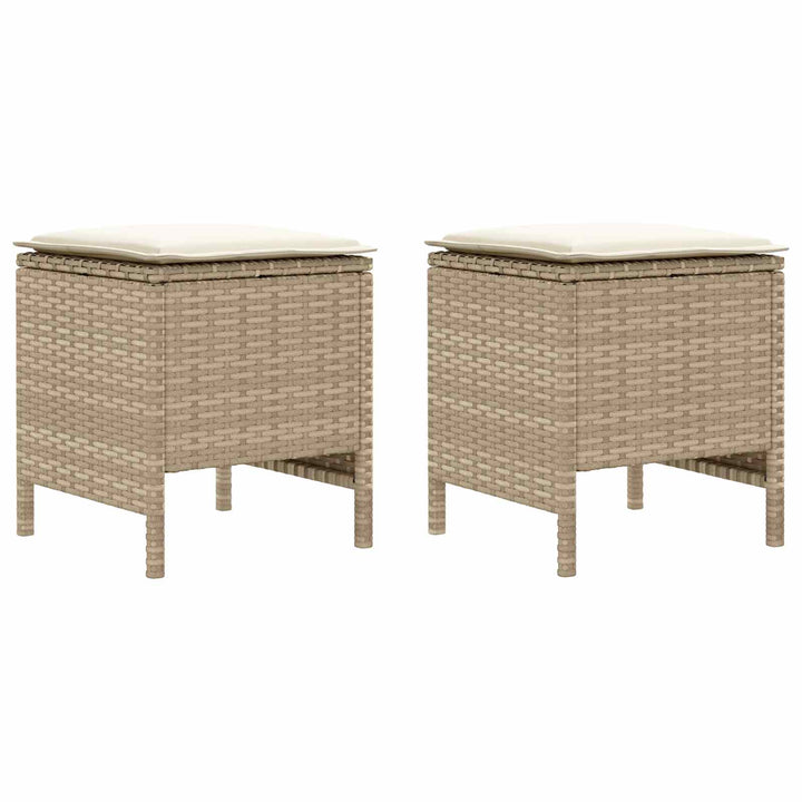 2 stk. Havepuf PE Rattan Beige og creme