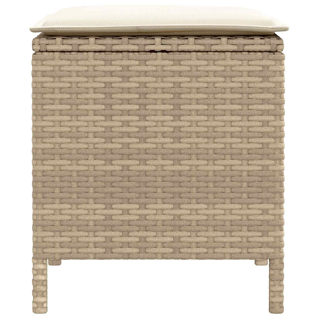 2 stk. Havepuf PE Rattan Beige og creme