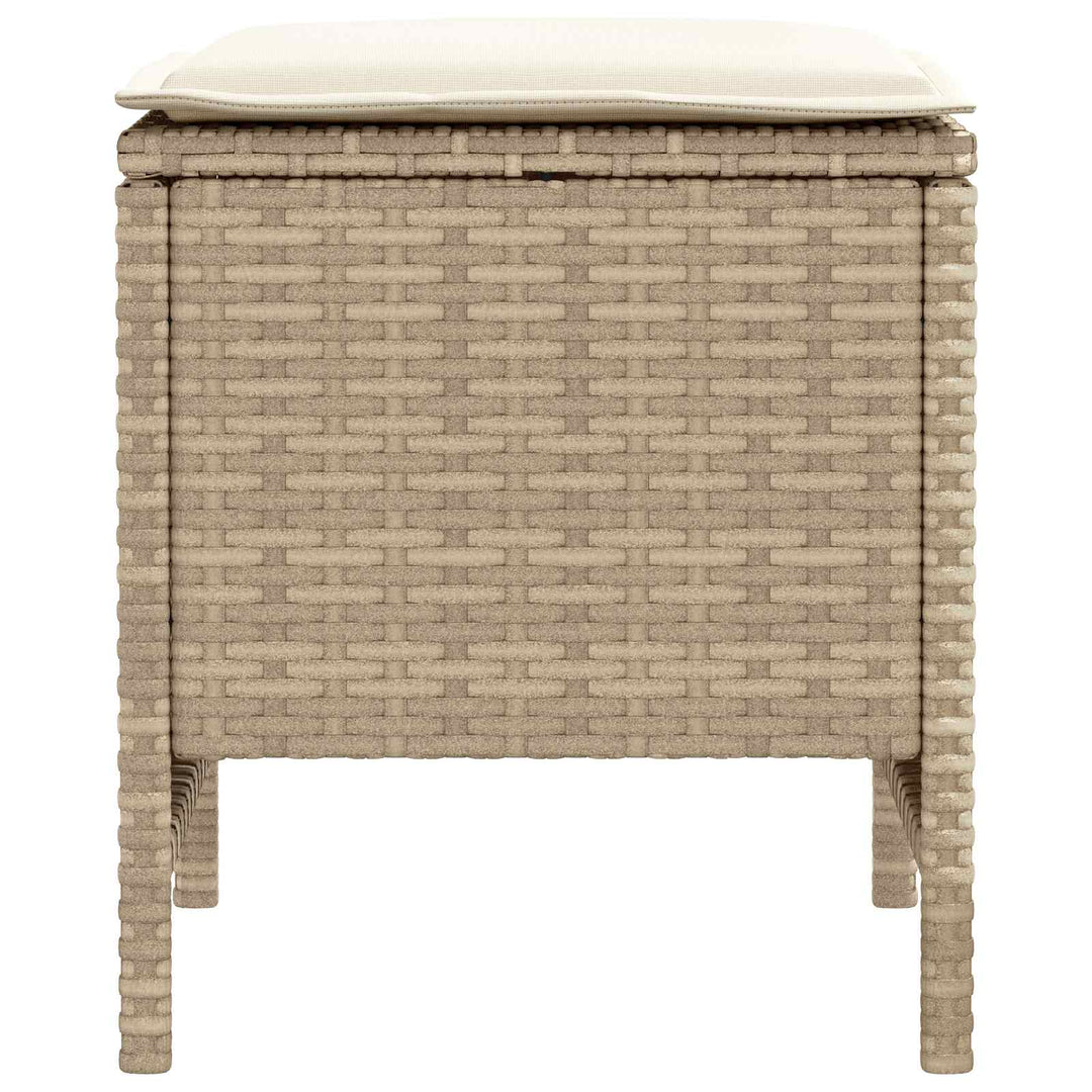 2 stk. Havepuf PE Rattan Beige og creme