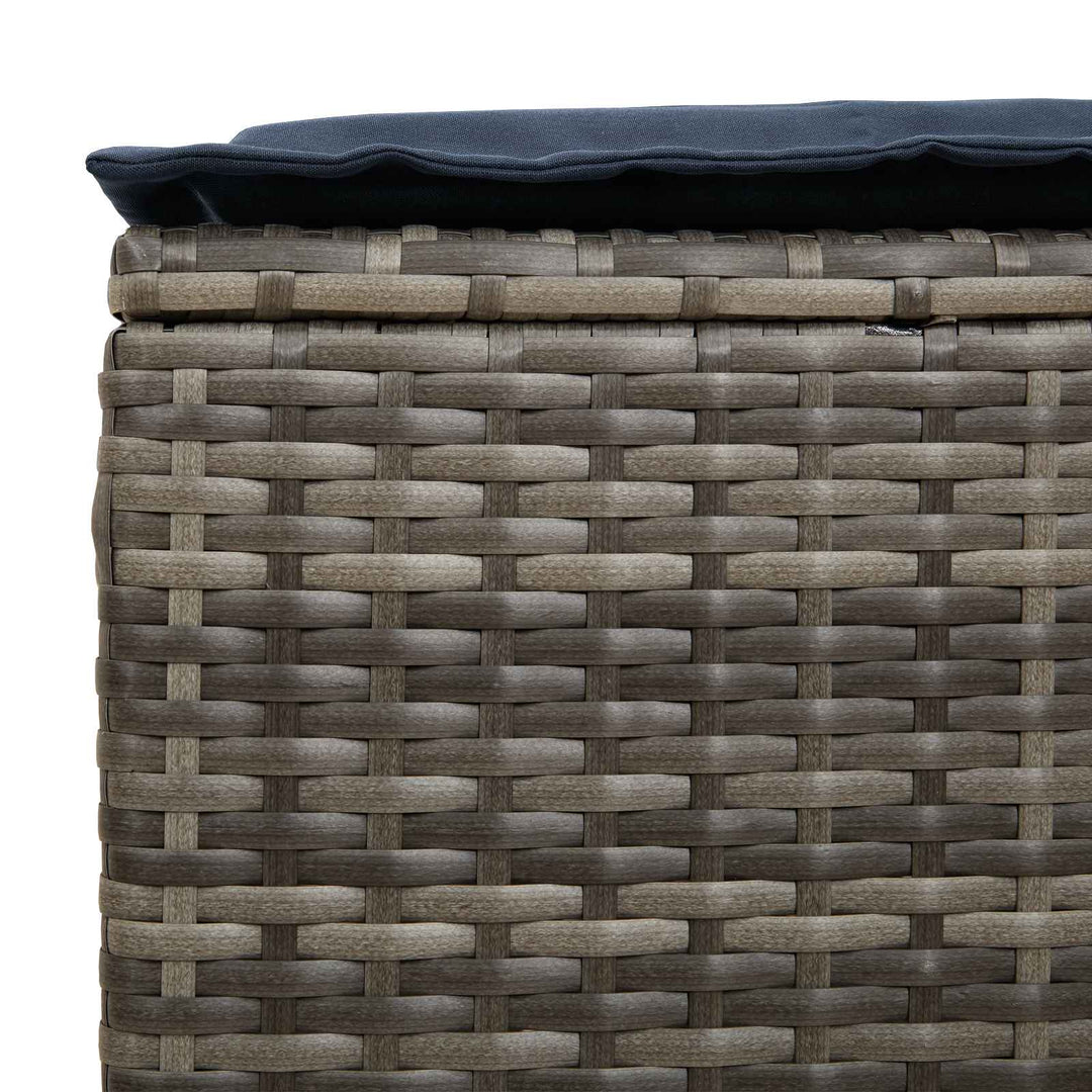 2 stk. Havepuf PE Rattan Grå og Marineblå