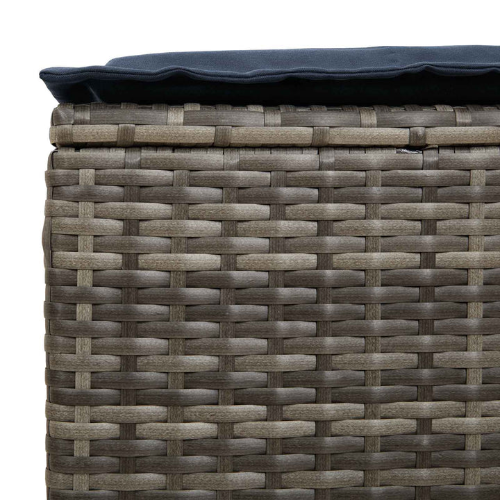 2 stk. Havepuf PE Rattan Grå og Marineblå
