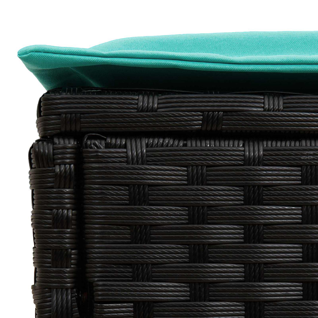 2 stk. Havepuf PE Rattan Sort og turkis