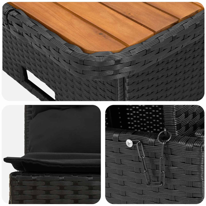 2 Stk Havemøbel Midtersofa Med Løftbart Bord polyrattan Sort