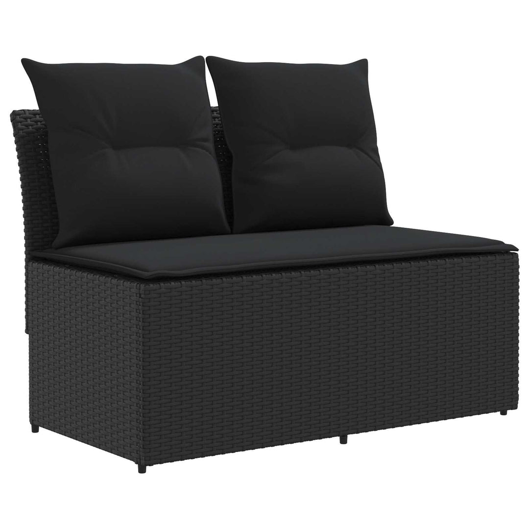 2 Stk Havemøbel Midtersofa Med Løftbart Bord polyrattan Sort