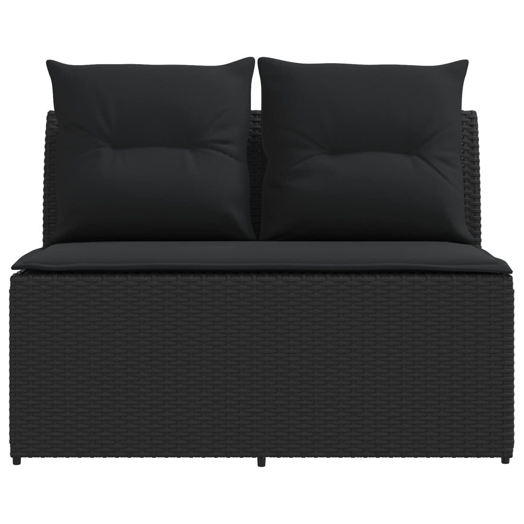 2 Stk Havemøbel Midtersofa Med Løftbart Bord polyrattan Sort