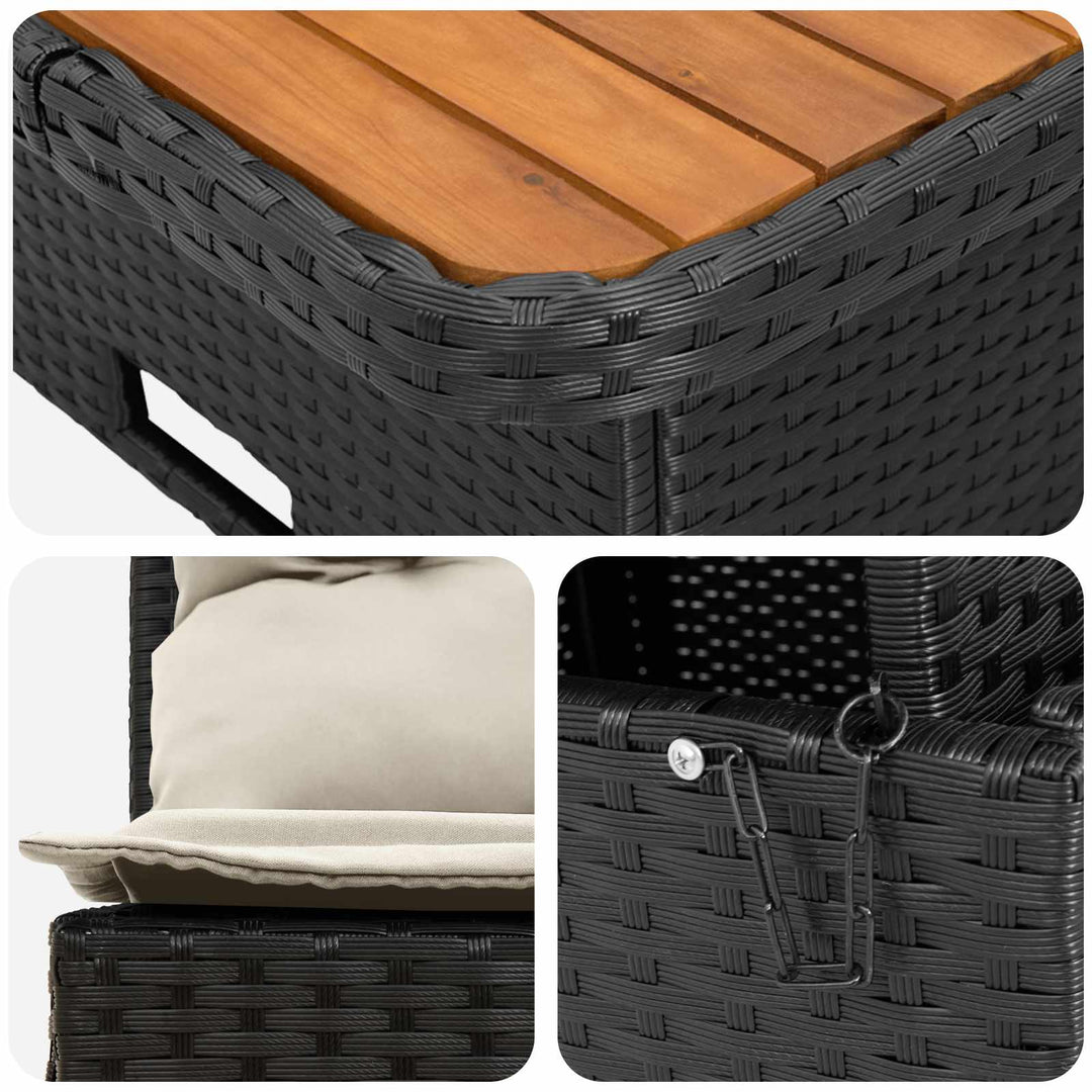 2 Stk Havemøbel Midtersofa Med Løftbart Bord polyrattan