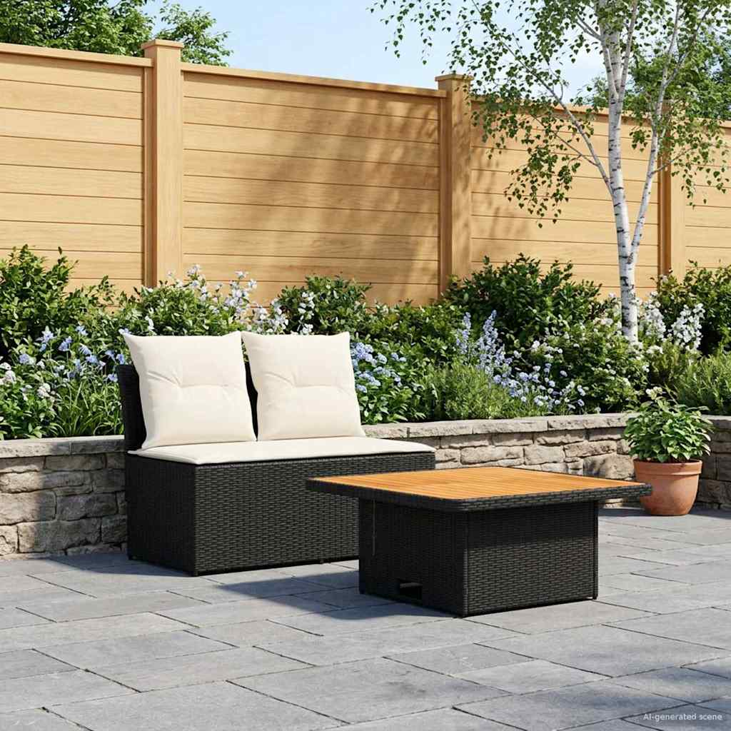 2 Stk Havemøbel Midtersofa Med Løftbart Bord polyrattan