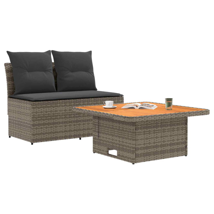 2 Stk Havemøbel Midtersofa Med Løftbart Bord polyrattan