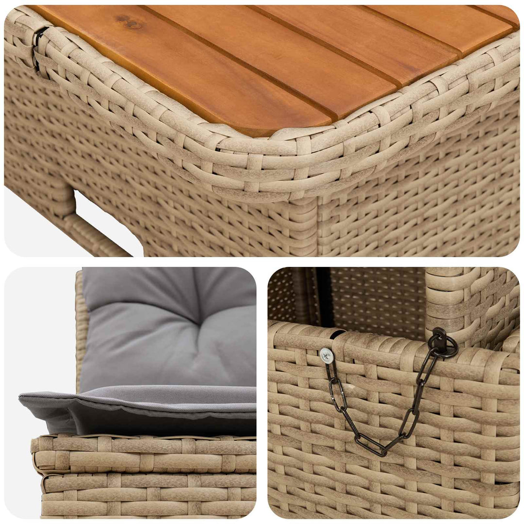 2 Stk Havemøbel Midtersofa Med Løftbart Bord polyrattan