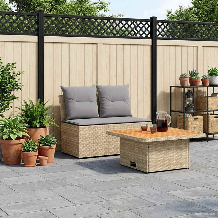2 Stk Havemøbel Midtersofa Med Løftbart Bord polyrattan