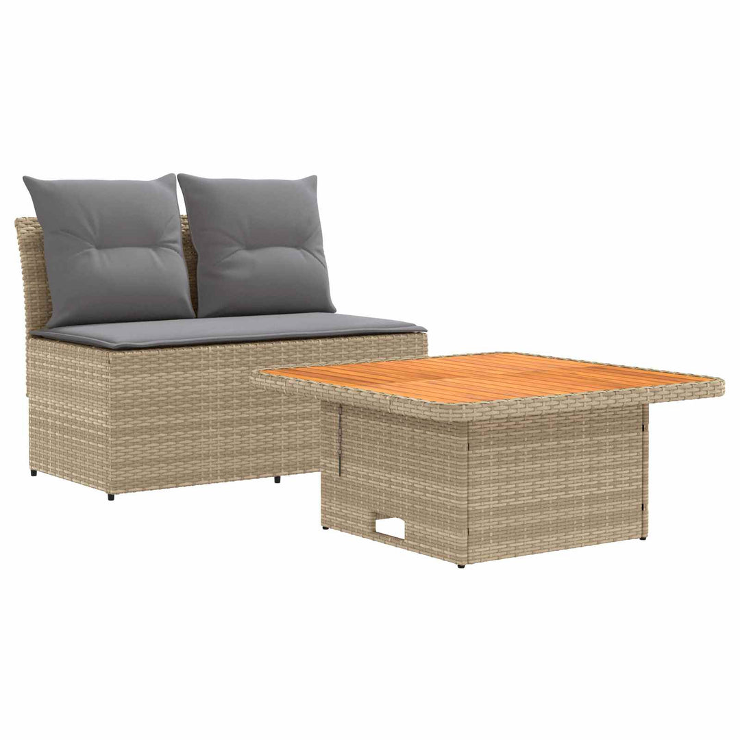 2 Stk Havemøbel Midtersofa Med Løftbart Bord polyrattan