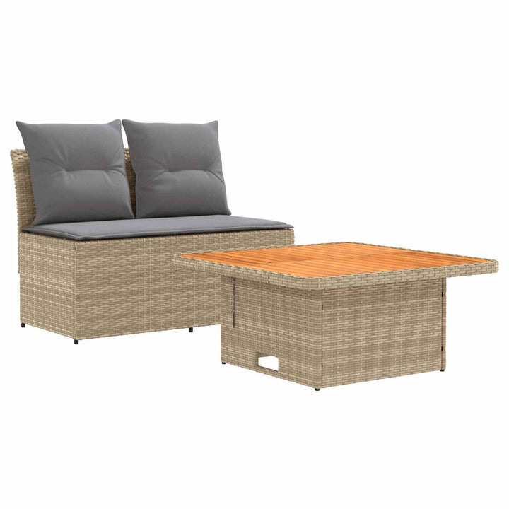 2 Stk Havemøbel Midtersofa Med Løftbart Bord polyrattan