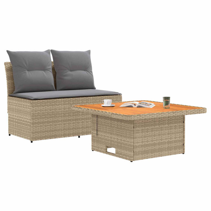 2 Stk Havemøbel Midtersofa Med Løftbart Bord polyrattan