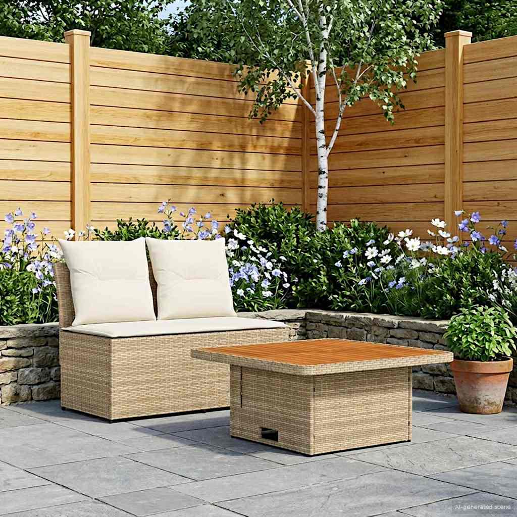 2 Stk Havemøbel Midtersofa Med Løftbart Bord polyrattan