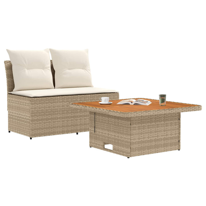 2 Stk Havemøbel Midtersofa Med Løftbart Bord polyrattan