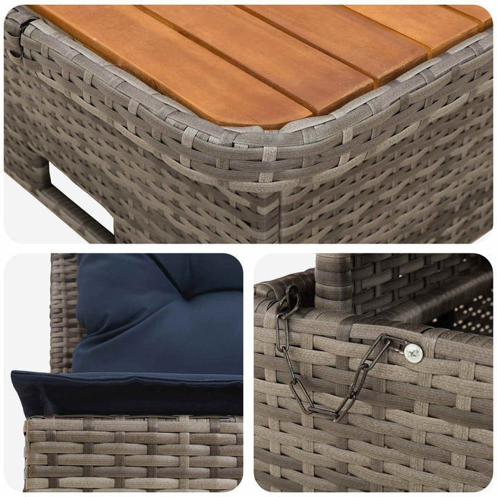 2 Stk Havemøbel Midtersofa Med Løftbart Bord polyrattan