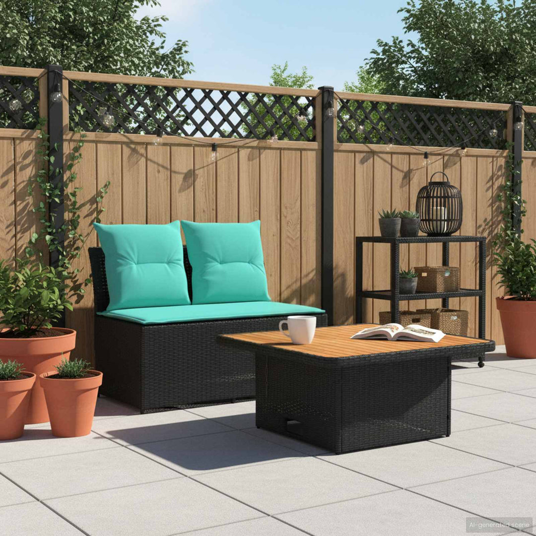 2 Stk Havemøbel Midtersofa Med Løftbart Bord polyrattan