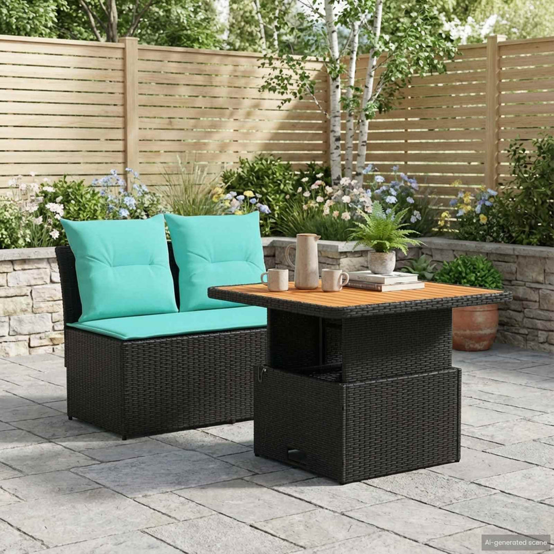 2 Stk Havemøbel Midtersofa Med Løftbart Bord polyrattan