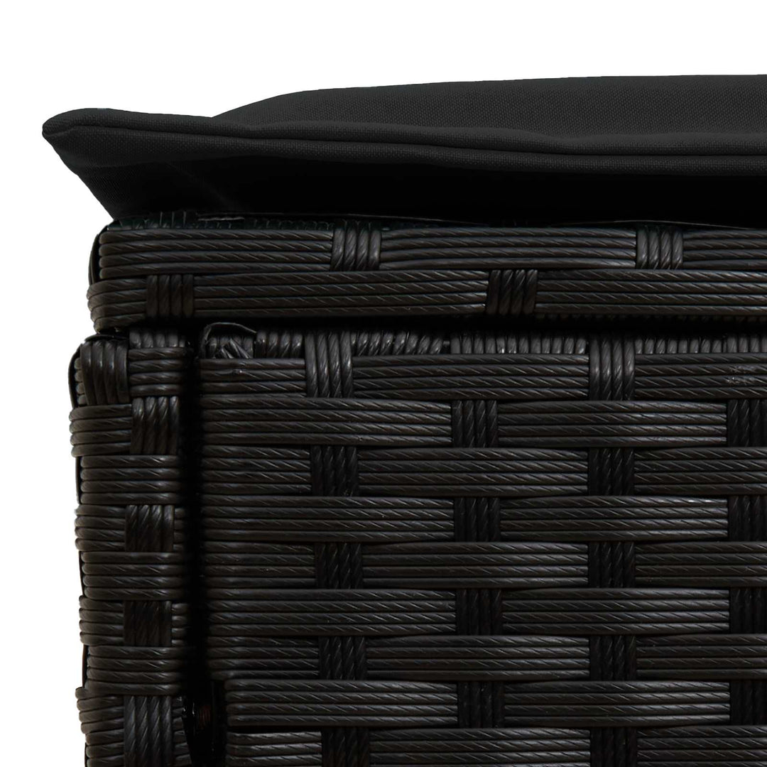 Havepuf med pude Sort 80 x 38 x 45 cm PE Rattan