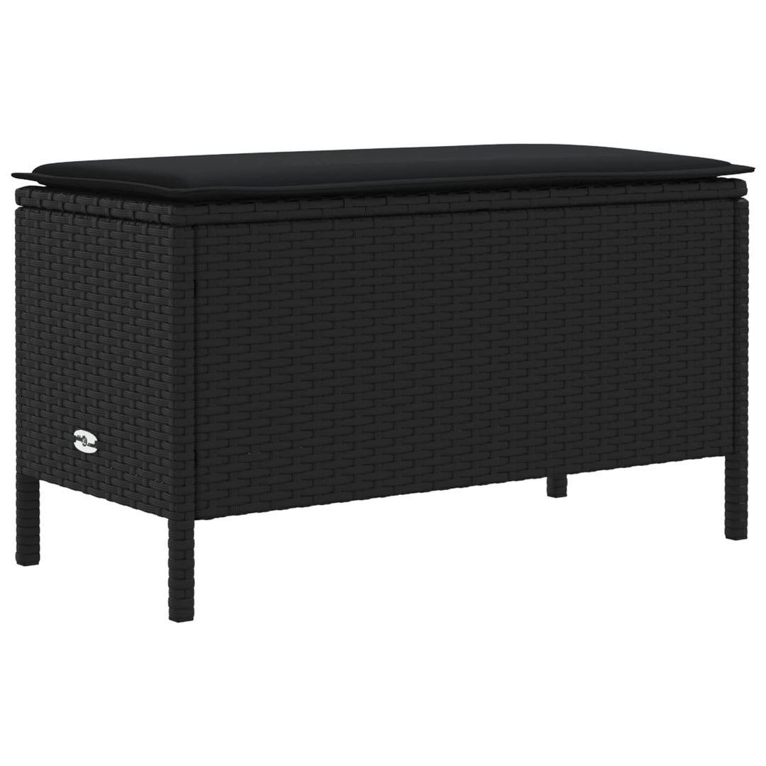 Havepuf med pude Sort 80 x 38 x 45 cm PE Rattan