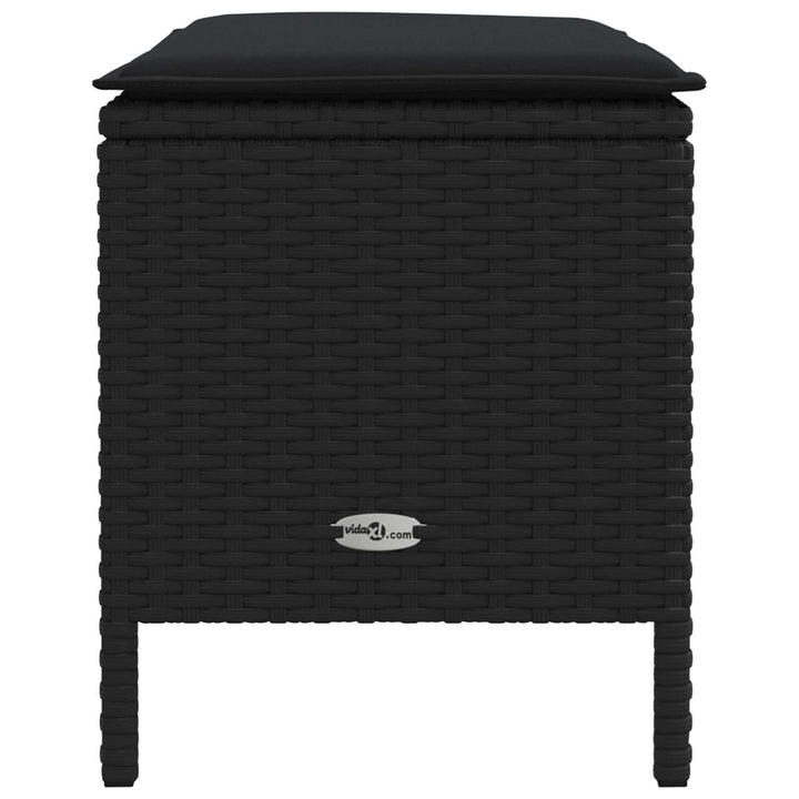 Havepuf med pude Sort 80 x 38 x 45 cm PE Rattan