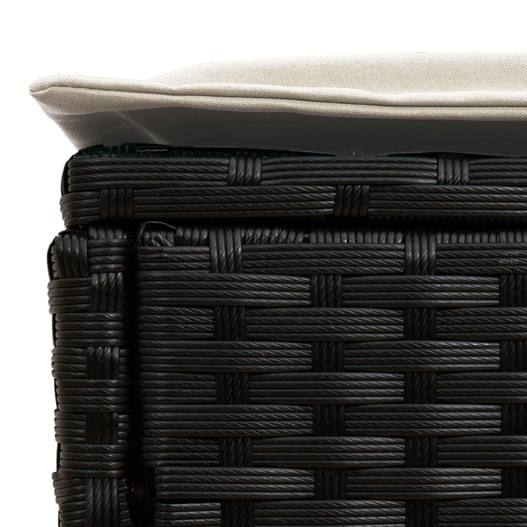 Havepuf med pude Sort og Cream 80 x 38 x 45 cm PE Rattan