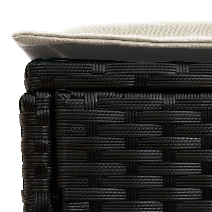 Havepuf med pude Sort og Cream 80 x 38 x 45 cm PE Rattan