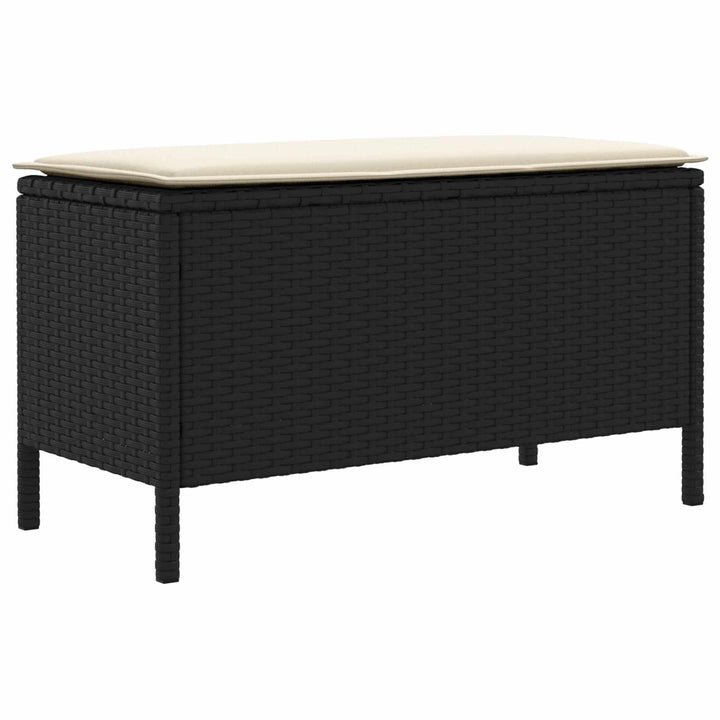 Havepuf med pude Sort og Cream 80 x 38 x 45 cm PE Rattan