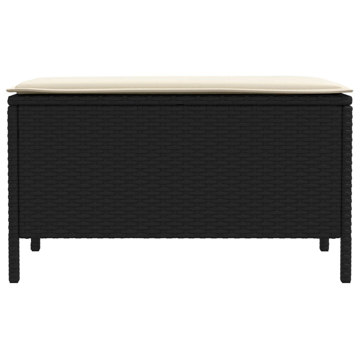 Havepuf med pude Sort og Cream 80 x 38 x 45 cm PE Rattan