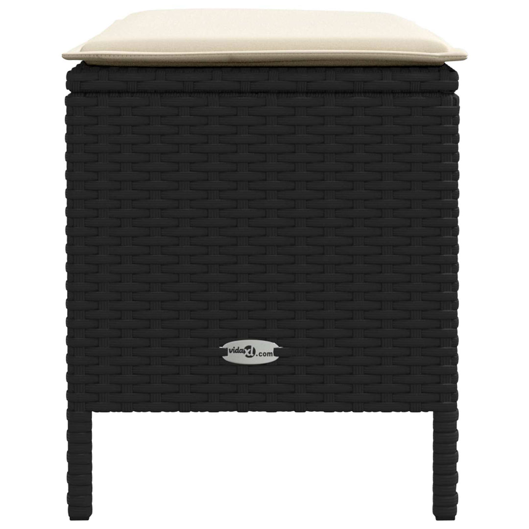 Havepuf med pude Sort og Cream 80 x 38 x 45 cm PE Rattan