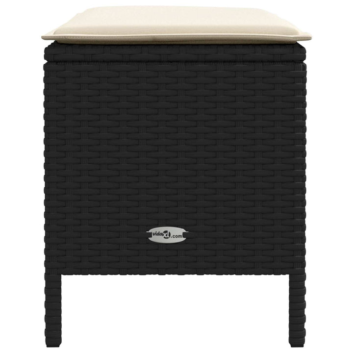 Havepuf med pude Sort og Cream 80 x 38 x 45 cm PE Rattan
