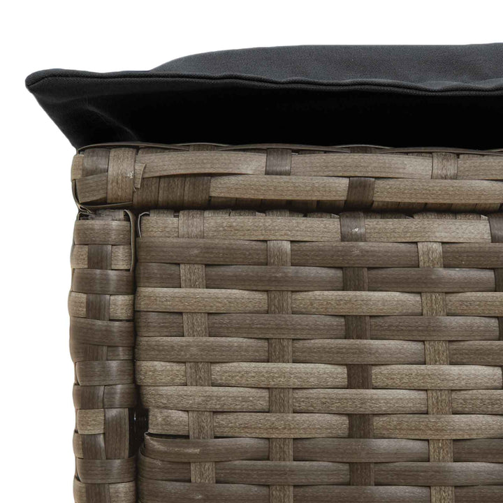 Havepuf med pude Grå og Mørkegrå 80 x 38 x 45 cm PE Rattan