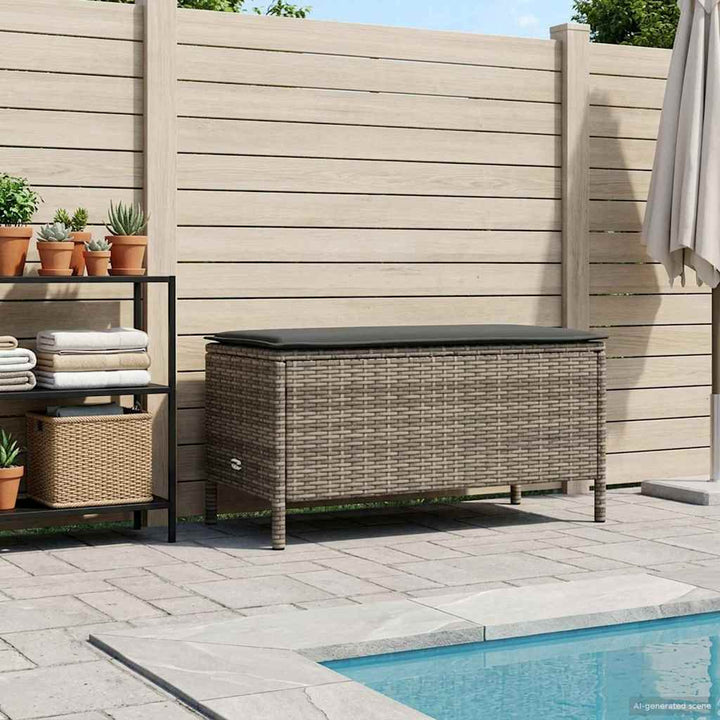 Havepuf med pude Grå og Mørkegrå 80 x 38 x 45 cm PE Rattan