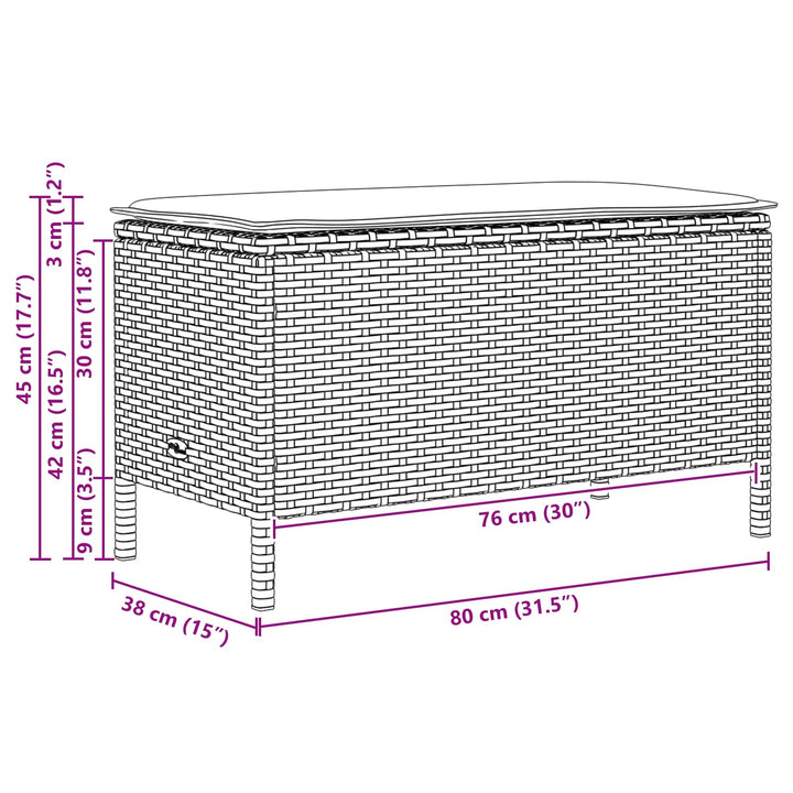 Havepuf med pude Grå og Mørkegrå 80 x 38 x 45 cm PE Rattan