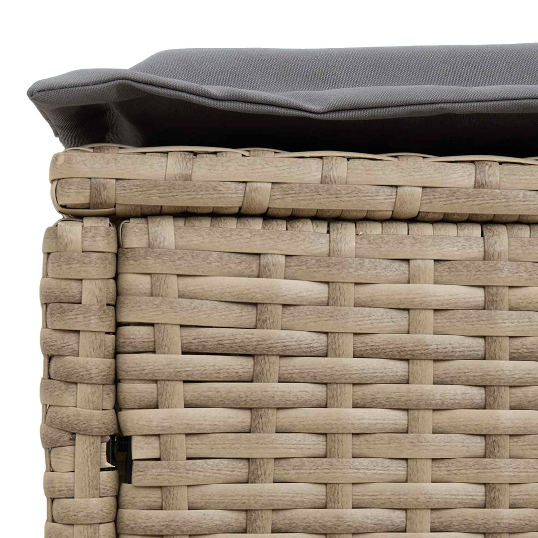 Havepuf med pude Beige og lys grå 80 x 38 x 42 cm PE Rattan