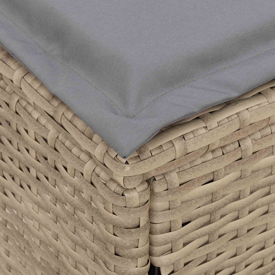 Havepuf med pude Beige og lys grå 80 x 38 x 42 cm PE Rattan