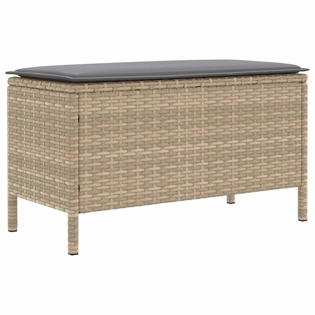 Havepuf med pude Beige og lys grå 80 x 38 x 42 cm PE Rattan