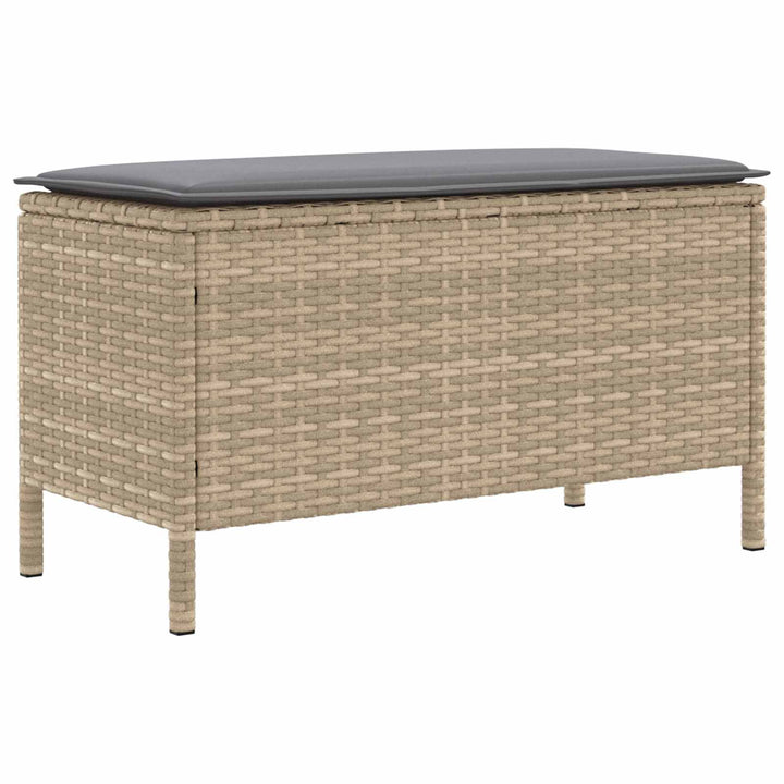 Havepuf med pude Beige og lys grå 80 x 38 x 42 cm PE Rattan