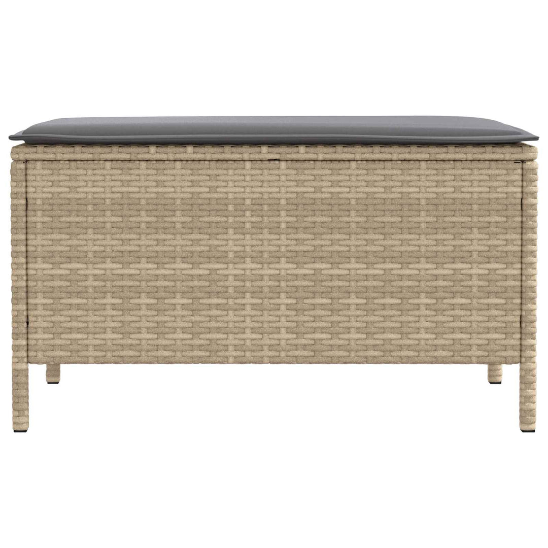 Havepuf med pude Beige og lys grå 80 x 38 x 42 cm PE Rattan
