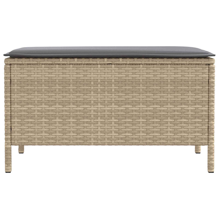 Havepuf med pude Beige og lys grå 80 x 38 x 42 cm PE Rattan