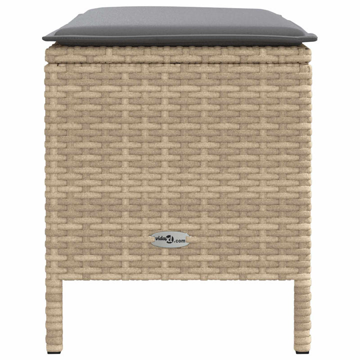 Havepuf med pude Beige og lys grå 80 x 38 x 42 cm PE Rattan