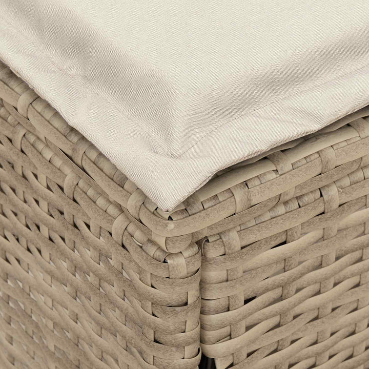 Havepuf med pude Beige og creme 80 x 38 x 42 cm PE Rattan