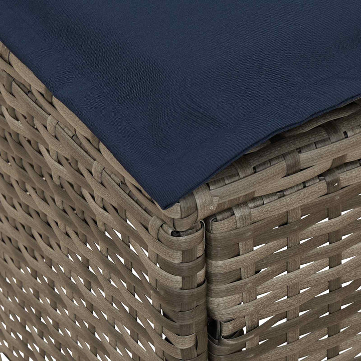 Havepuf med pude Grå og Marineblå 80 x 38 x 42 cm PE Rattan